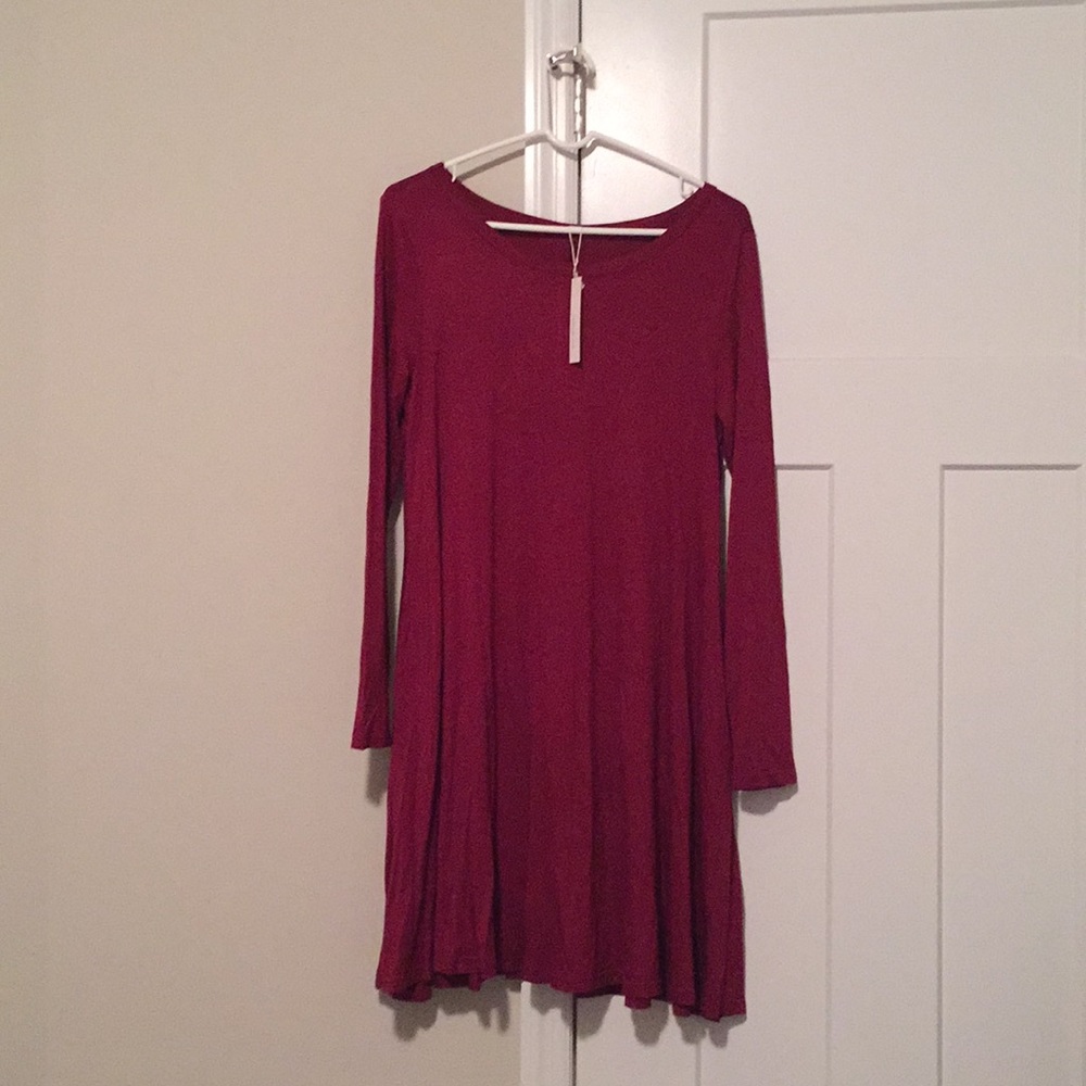 Wine red shift dress